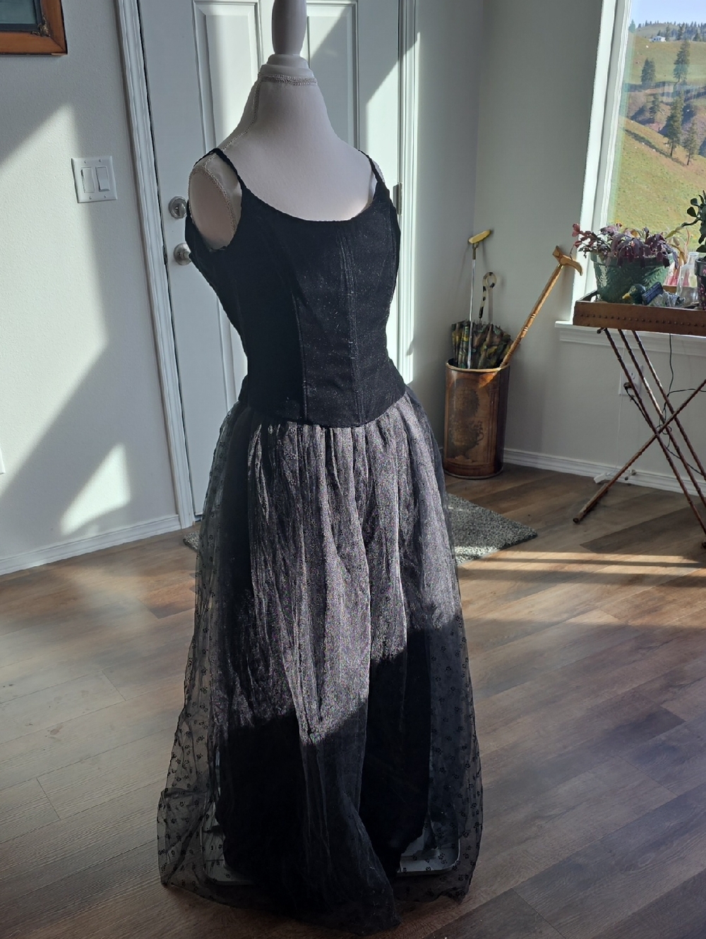 Black Tulle Prom Dress with Fitted Bodice